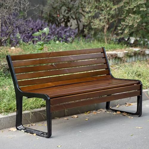 Banc à lattes avec dossier pour patio et porche : créez un coin de détente beige 150cm