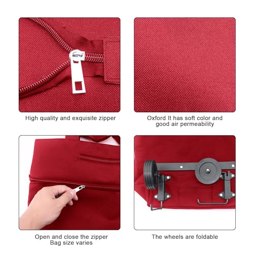 Beowanzk Collapsible Foldable Shopping Trolley on Wheels for Supermarket & Grocery Shopping (Red), no - Image 3