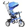 Kiddo Smart 4 in 1 Kids Children Trike Tricycle with Rotating Seat, Rear Brake and Sun Canopy (Blue) #4