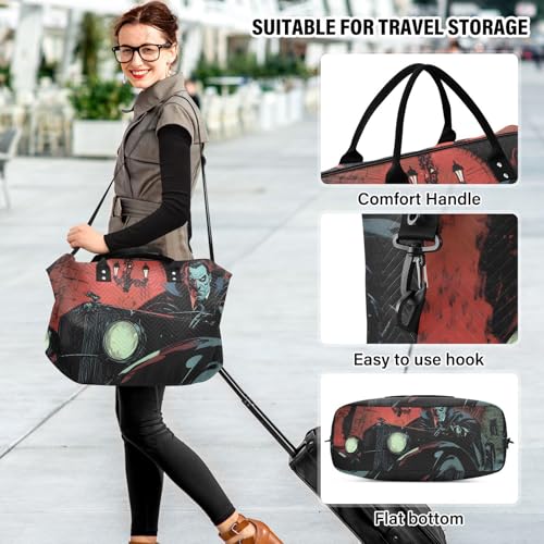 Duffel Bag Set for Travel Gym Sport, Weekender Bag Carry on Overnight Bags for Women Men-Vampire Car Halloween Print4