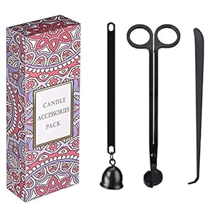 Queta Candle Accessoires Set, Wick Cutter Candle Care Kit, Wick Scissors Set, geschikt voor thuis, bruiloft en feest (zwart)