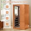 Real Relax 1 Person Infrared Sauna, Indoor Far Infrared Saunas for Home, Canadian Hemlock Wood Sauna with 950W/120v, 6 pcs Mica Heating Plates, Spa Room 33 * 27.3 * 59 Inch