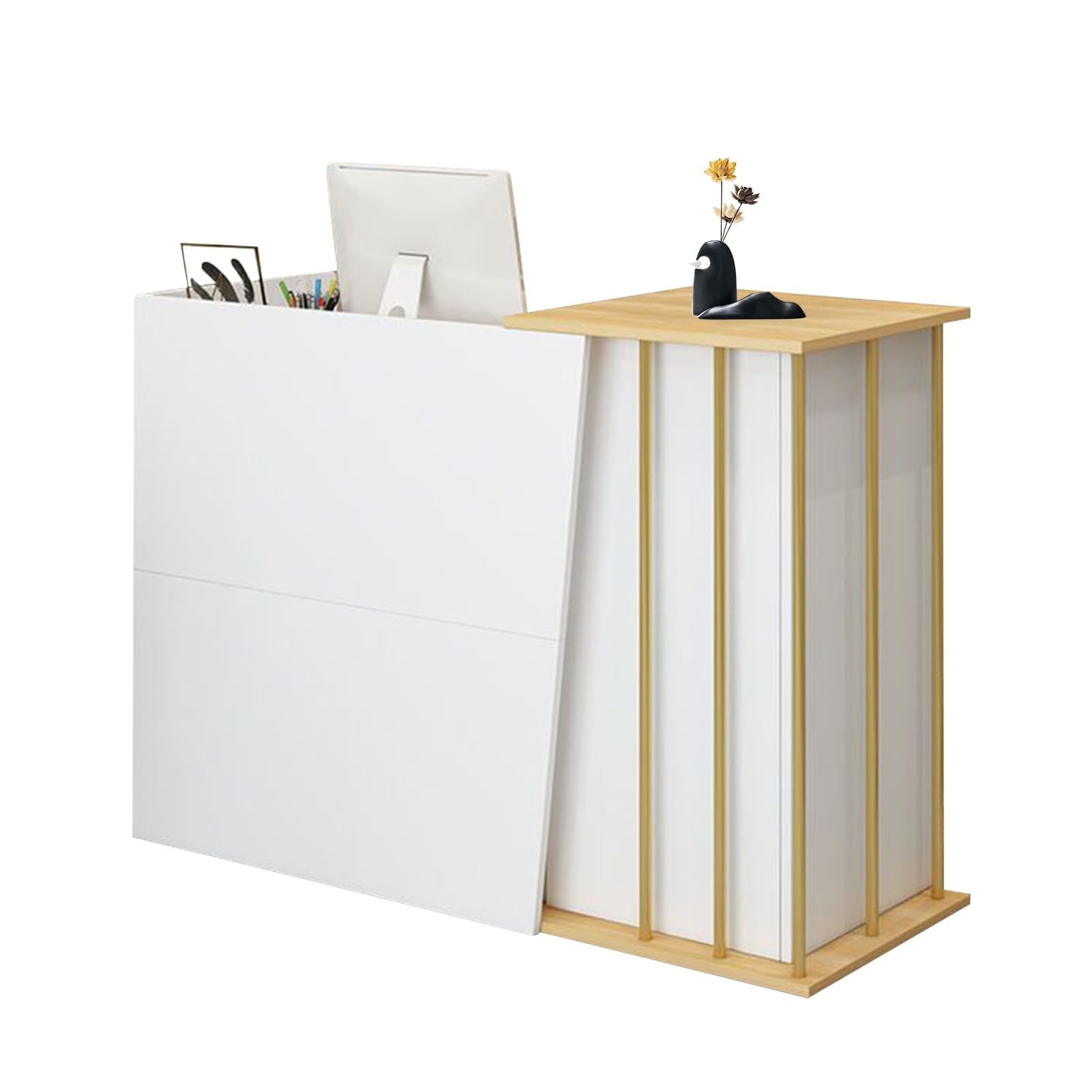 Bancone Reception Moderno, Bancone Cassa Per Negozio Reception Con 2 Cassetti, Banco Di Vendita Con Cassetti Serratura Per Negozio E Centro Estetico, Hotel(Warm White,120cm)