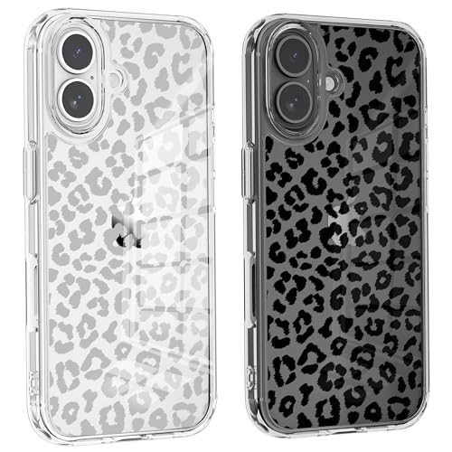 Coque léopard iPhone 16 Plus transparente pour fille accessoire tendance antichoc au quotidien