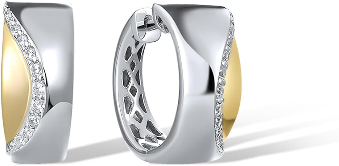 Santuzza 925 Sterling Silver Modern Minimalist Geometric Hoop Earrings for Women