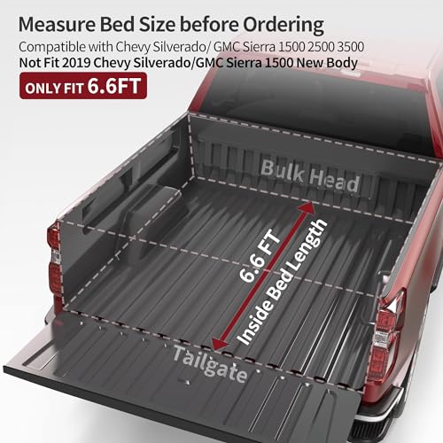 Image of OEDRO Soft Quad-Fold Tonneau Cover Fit for 2014-2019 Silverado 1500 6.6ft