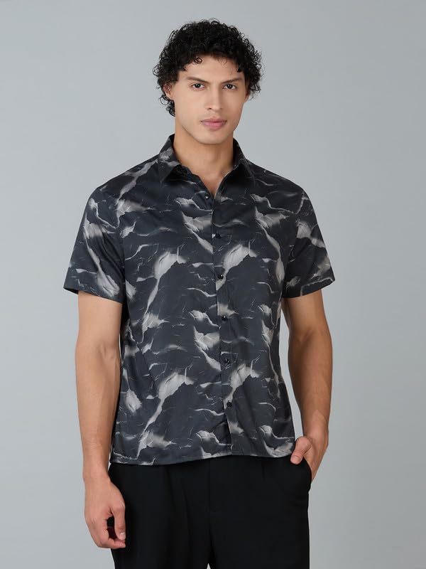 Image of MARK & ALBERT Men's 100% Cotton Printed Half Sleeves Regular Fit Shirt for Men