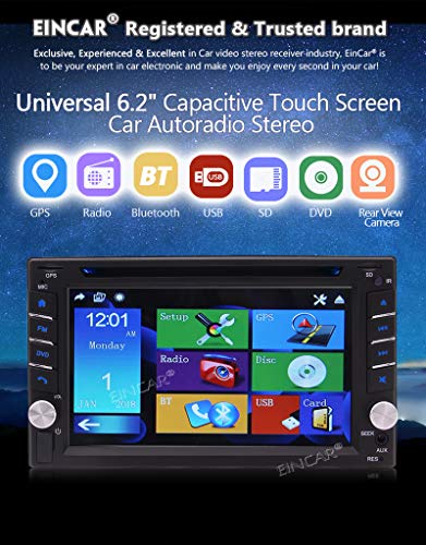 Upgrade Version With Camera ! 6.2" Double 2 DIN Car DVD CD Video Player Bluetooth GPS Navigation Digital Touch Screen Car Stereo Radio Car PC 800MHZ CPU