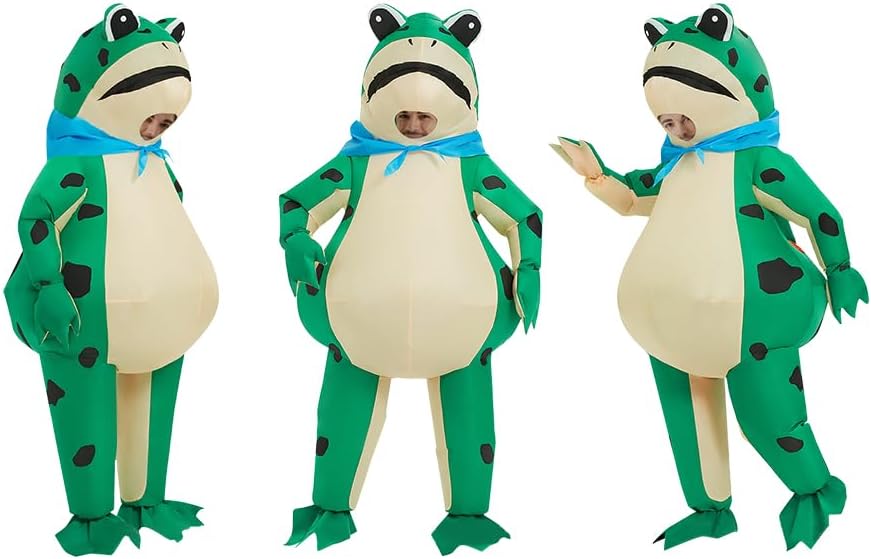 Vista 9 de Divertido disfraz de rana inflable de rana para adultos, cumpleaños, Halloween (rana)