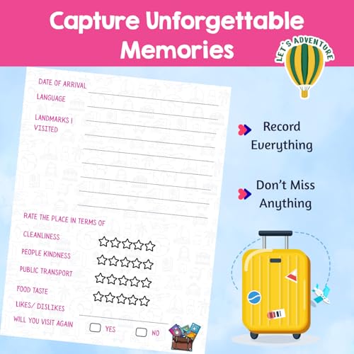 Image of BuzzieWorld Lets Travel Memory Book with Stickers | Scrap Books for Kids | Travel Scrapbook | Memory Book | for Ages 6-8Years, 9-11 Years, 12-14 Year Old Boys and Girls (Single Pack)