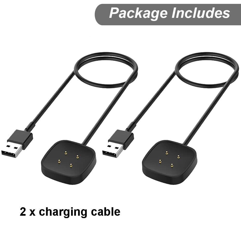 Emilydeals Ładowarka kompatybilna z Fitbit Sense/Versa 3, zapasowy kabel do ładowania do smartwatcha Sense/Versa 3 (2 sztuki)