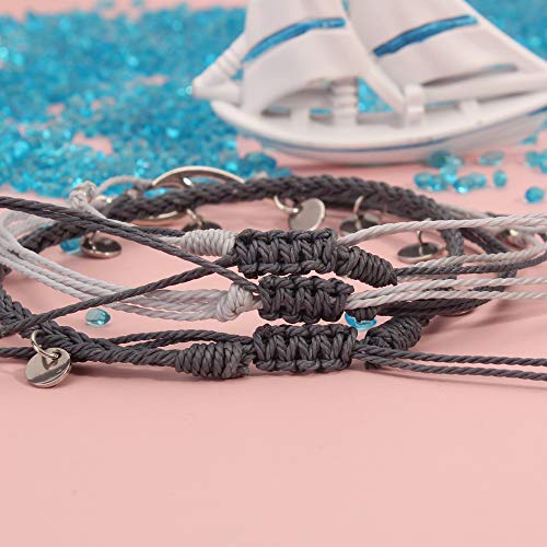 Image of Waterproof String Anklets Cute Beaded Ankle Bracelets Beach Wave Anklet Stainless Steel Coin Boho Ankle Jewelry for Women