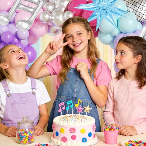 Image of JOGAMS 204Pcs Kpop Music Hunter Balloon Arch Kit,Disco Balloon Arch Kit with Iridescent Star Heart Link Music Note Disco Ball Balloons for Karaoke Songstar Fans Birthday Bachelorette Prom Party
