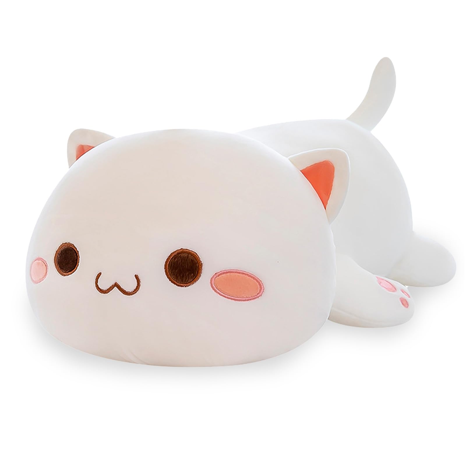 Zhlearda Peluche Gato, 40CM Juguete de Peluche de Gato de Peluche, Blanco Peluche Gato Abrazando Almohada, Lindo Gato Animales de Peluche, Peluche Kawaii Decoración Regalos de Muñecas para Niños