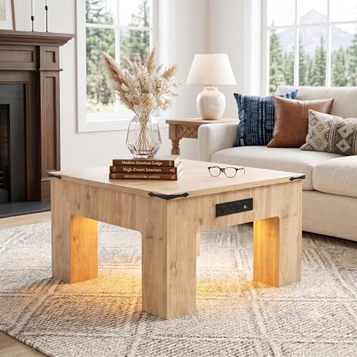Cyclysio Square LED Coffee Table for Living Room, Modern Smart