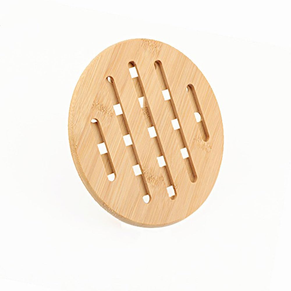 Natural Bamboo Ceramic Pot Tray Heat Bowls Insulation pad, Durable Anti-Hot Insulation pad for Hot Dishes, Bowl, Teapot, Hot Pot Holders Tray Soup Bowl Tray Table mat (7.08 * 7.08, Round)