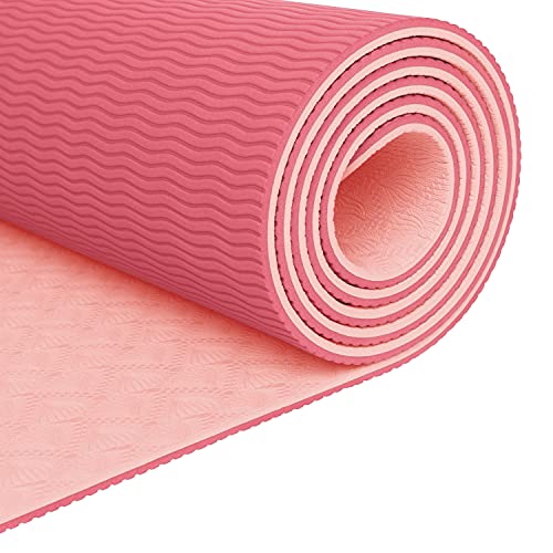 Retrospec Zuma Yoga Mat For Men & Women - Outdoor & Indoor Non Slip Exercise Mat For Hot Yoga, Pilates, Stretching, Floor & Fitness Workouts - Blush #TOP6