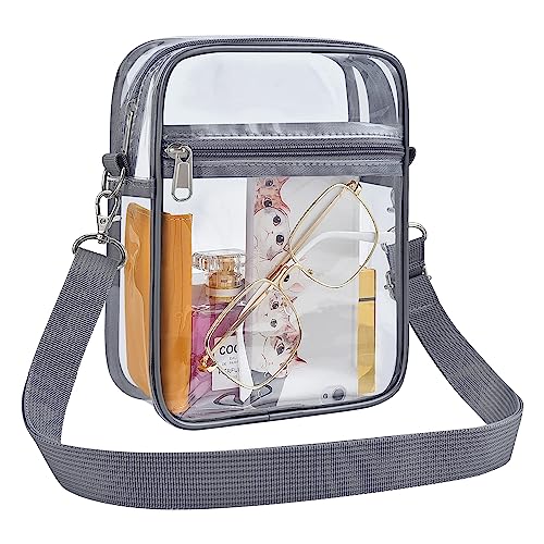 Image of Clear Bag for Stadium Events - Sports Messanger Bag Small Mini Clear Purse for Fan, Concert, Work, Travel