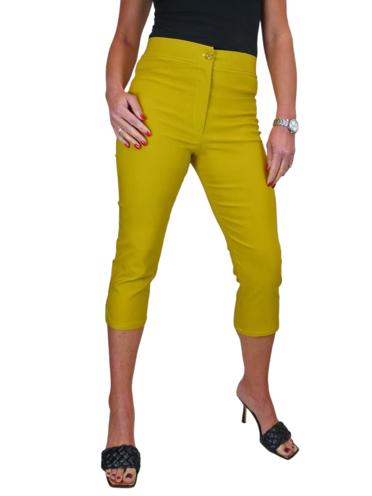 Paulo Due Slim Cropped Stretch Trousers Yellow Size 16
