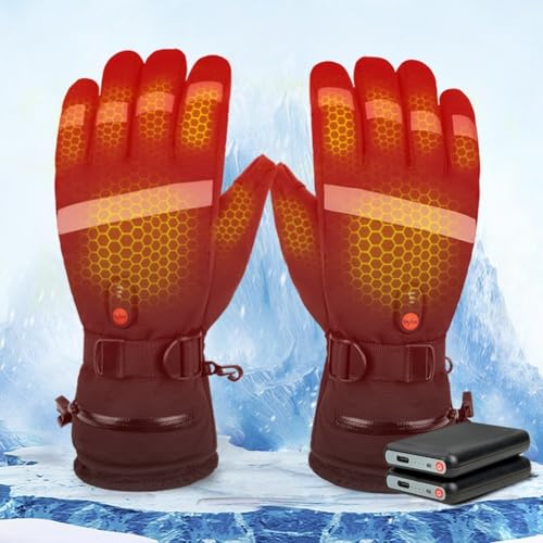 RANRAO Gants chauffants électriques pour moto en hiver, imperméables, température réglable, fonction écran tactile (5000 mAh)