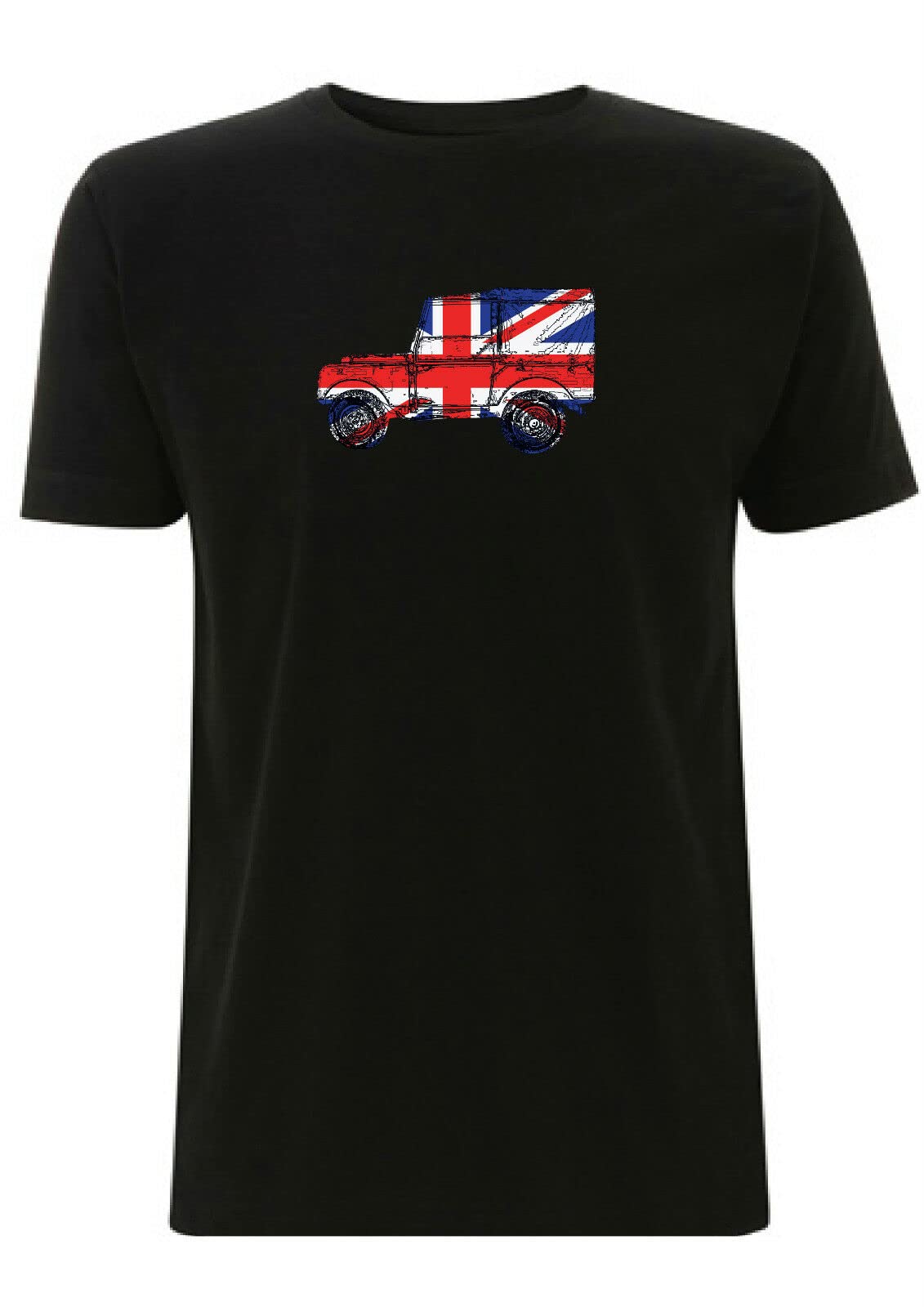 Landrover Series 1 Men's T-Shirt Union Jack Best of British Off Road Defender (Medium, Black)