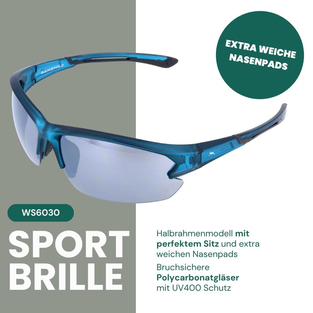 Gamswild WS6028 Sonnenbrille Sportbrille Skibrille Fahrradbrille Herren Damen Unisex | blau | rot-orange | violett