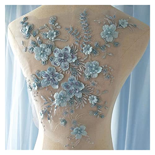 ZZSRJ 1pc Grey 3D Embroidered Lace Flower Appliqué Dress DIY Garment Decoration Accessory (Color : Red, Size : One Size)3
