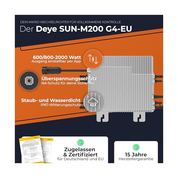 Solarway® Balkonkraftwerk 2000W komplett Steckdose - neuester 2000W Wechselrichter - Solaranlage Komplettset - 500W bifaziale Solarmodule & Deye & Zubehör – Bild 3