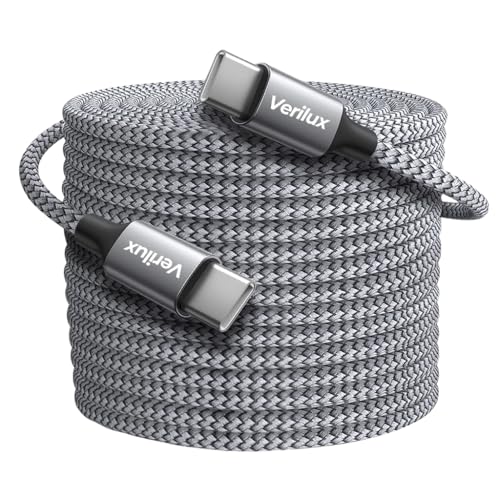 Image of Verilux 8M /26.2Ft Type C to Type C Cable, PD 60W Fast Charging USB C Cable, 480Mbps Data Transfer Cable Nylon Braided C to C Type for iPhone 17 /16 /15, Galaxy S25 /S24 /S23, MacBook, iPad