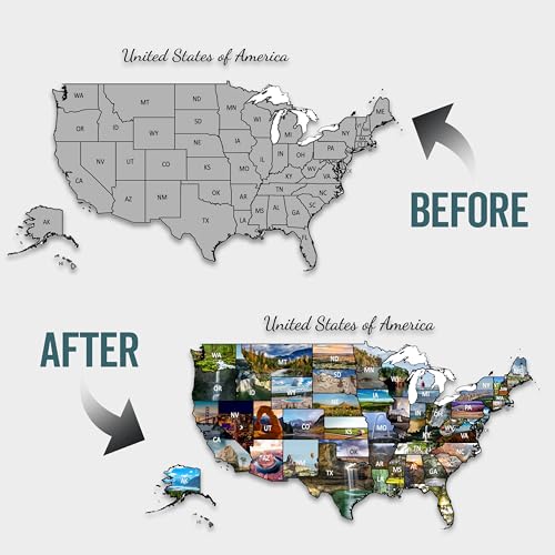 Wholesome Home Goods Us Scratch Off Map Poster With Photos Underneath Of All 50 States Scratch Off Map In The Usa Map Of Travels Poster 24 X 18 Inches thumb #3