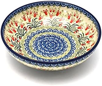 Polish Pottery Bowl - Contemporary - Medium (9") - Crimson Bells
