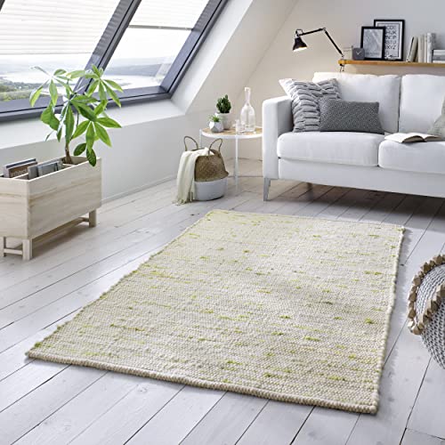 TacaHome Wollteppich Natur Handweb Teppich I Reine Schur-Wolle im Skandinavischen Design I...