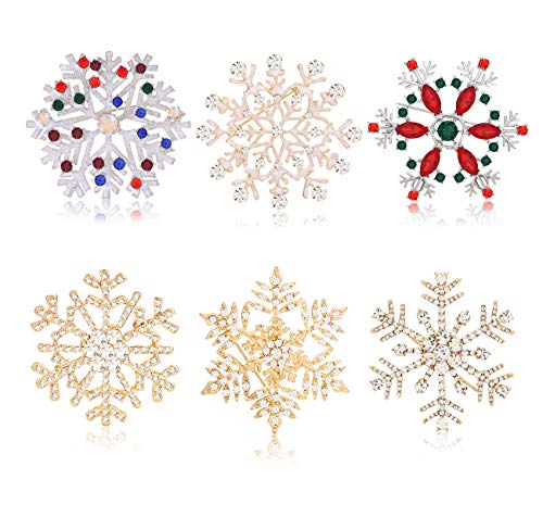 Christmas Snowflake Brooches for Women Xmas Crystal Brooch Pins Set for Girls Men Christmas Jewelry Gift for Family