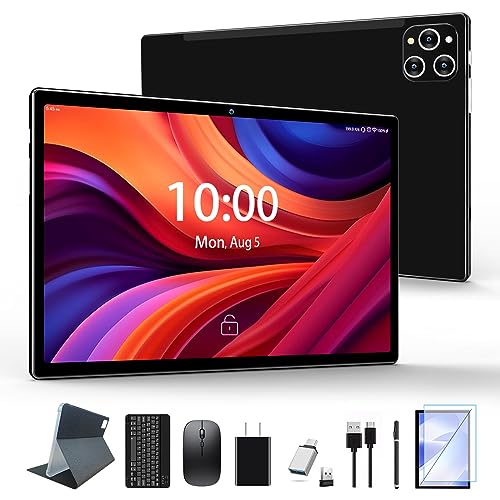 KADYBE 2025 Neueste 5G WLAN Android 13 Tablet 10 Zoll,128GB ROM (1TB TF),Octa-Core,1080LCD,GPS | Google GMS-Zertifizierung| 13 MP | 2.0GHz | 7000 mAh |Tablet mit Tastatur Maus Stift,Type-C(Black)