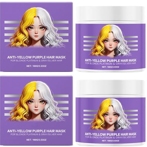 Genérico Máscara para el Cabello Morado Anti -Amarillo para Cabello Rubio, Plata y Platino - Cuidado Intenso de Cabello nutritivo, para Mujeres y Hombres,2Pcs