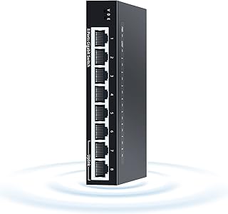 SODOLA Gigabit Ethernet Switch 8 Port|Desktop/Wall Mounted|Plug&Play|QoS Priority|Shielded Ports |Metal Housing|Fanless Design| LAN Splitter Unmanaged Network Switch
