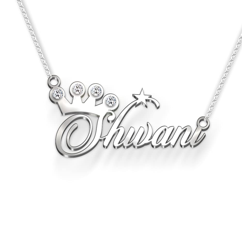 DREAMRAX Shivani Name Necklace in Silver Polish with Crown & Diamond Accent, Personalized Custom Jewelry, Cursive Font, Splash Proof & Anti-Tarnish, Regal Gift for Women & Girls, Best for Gifting (B09DL4CFZS) Amazon Price History, Amazon Price Tracker