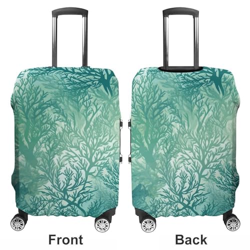 Green Sea Blue Seaweed Printed Luggage Cover Protector, Fits 18-32 Inch Luggage3