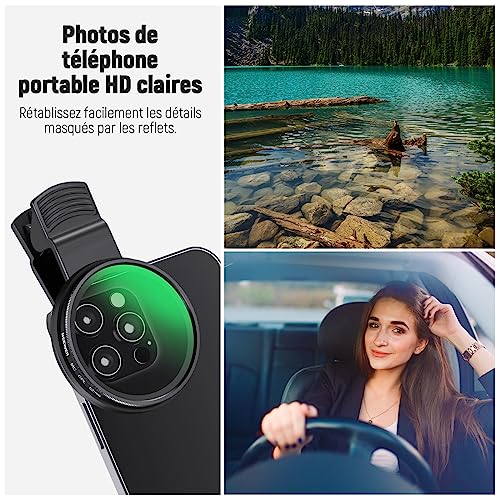 Filtre CPL pour téléphone NEEWER 52mm avec clip d'objectif pour iPhone et Samsung