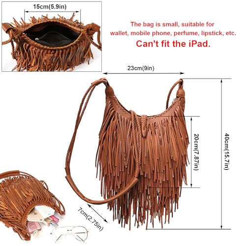 Tassel Shoulder Bag Vintage & Stylish Women PU Leather Bohemian Fringed Crossbody Shoulder Hobo Fringe bag2
