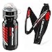 Raceone.it - Kit Race Duo X5 Gel (2 PCS): Porta Bidon X5 + Bidon de Ciclismo XR1 Bici Carrera de Ruta/Bicicleta de Montaña MTB/Gravel Bike. Color: Negro/Rojo 100% Made IN Italy