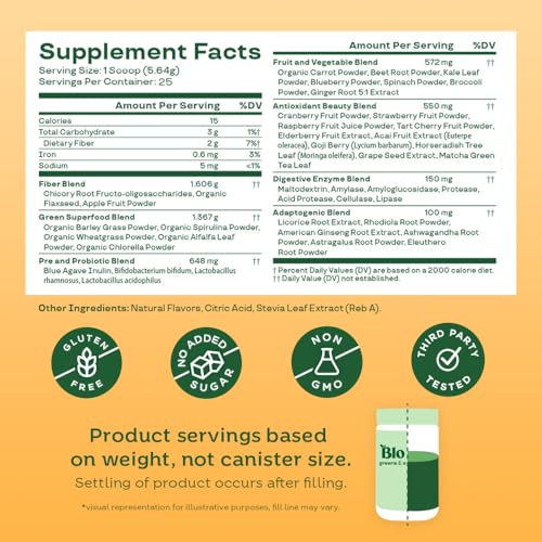 image for Bloom Nutrition Superfood Greens Powder, Digestive Enzymes with Probio