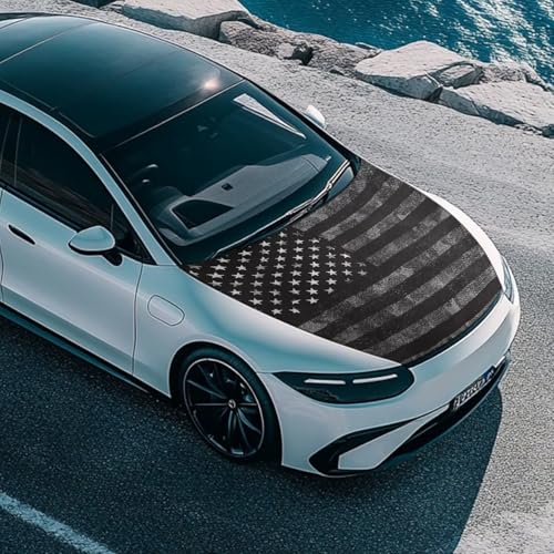 Image of Car Hood Vent Cover,A Weather-Resistant Windshield Snow Cover with Sandy American Flag Design for Trucks,Cars,SUVs,or Vans
