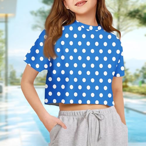 Girls' Polka Dot Crop Tops Short Sleeve Crew Neck Casual Summer Tee Shirts4