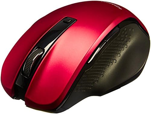 Amazon Basics Compact Ergonomic Wireless Mouse with Fast Scrolling - Red