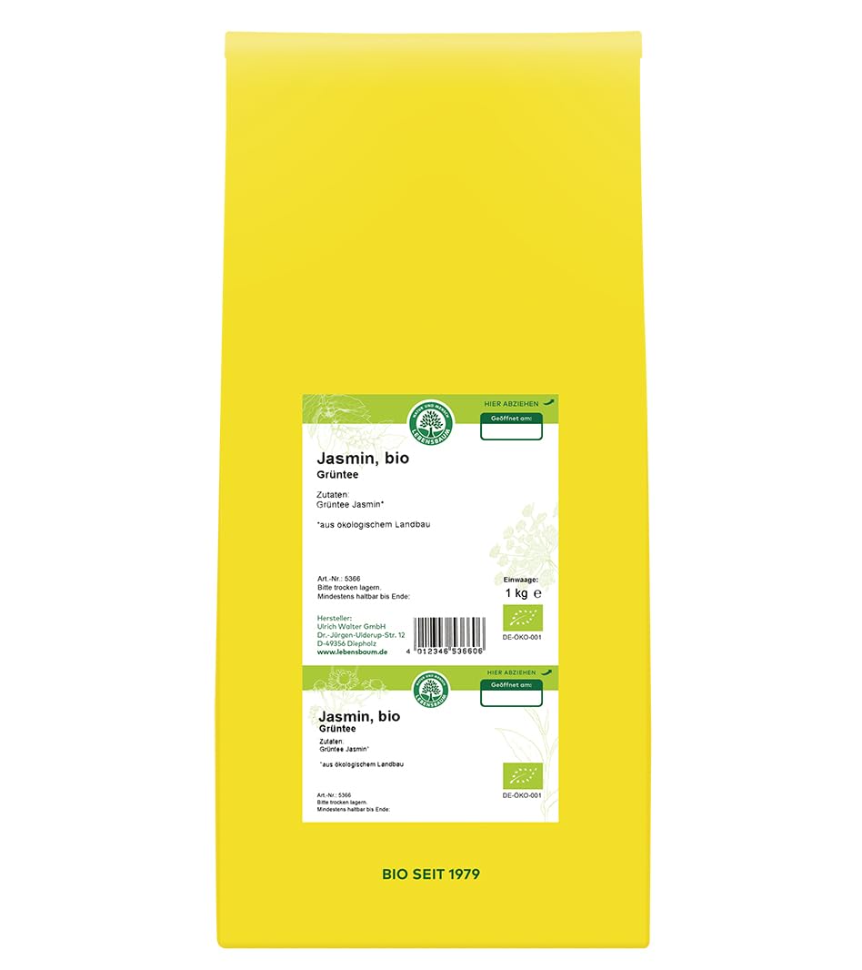 LEBENSBAUM Bio Jasmin Grüntee, grüner Tee lose, Jasmintee, duftend intensiv, 1 kg