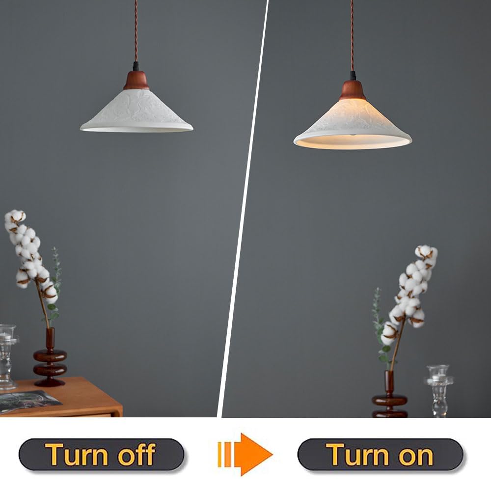 Brązowy drewniany korpus lampy wiszące oprawy sufitowe, ceramiczny abażur, oświetlenie wewnętrzne, lampa wisząca z regulowaną liną, do sypialni, oprawy sufitowe do salonu Star of Light