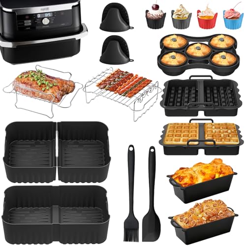 Heißluftfritteuse Zubehör für Ninja 10 4L AF500EU Airfryer Silikonform für Ninja Foodi Flexdrawer 10.4l Wiederverwendbar Heißluftfritteuse Silikon Einsätz für Ninja Air Fryer AF500DE