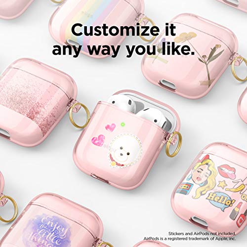 Image of elago Clear Airpods Case with Keychain Designed for Apple Airpods 1 & 2 (Lovely Pink)