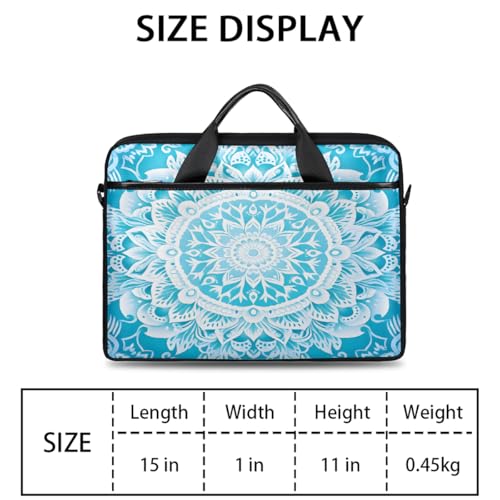 Maletín para laptop con patrón mandala azul étnico 15 pulg miniatura 2